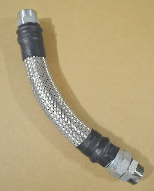 100LP615 - Generator 2" ID Hose with Stainless Steel Overbraid for Low Pressure Propane or Natural Gas. (2" Male NPT Fixed x 2" Male NPT Swivel).