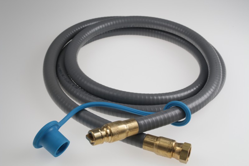 100NP358 - 1/2" ID Natural Gas or Low Pressure Propane Quick Disconnect Hose with 1/2" Female Gas Flare Swivel x 1/2" QD Male Plug. 