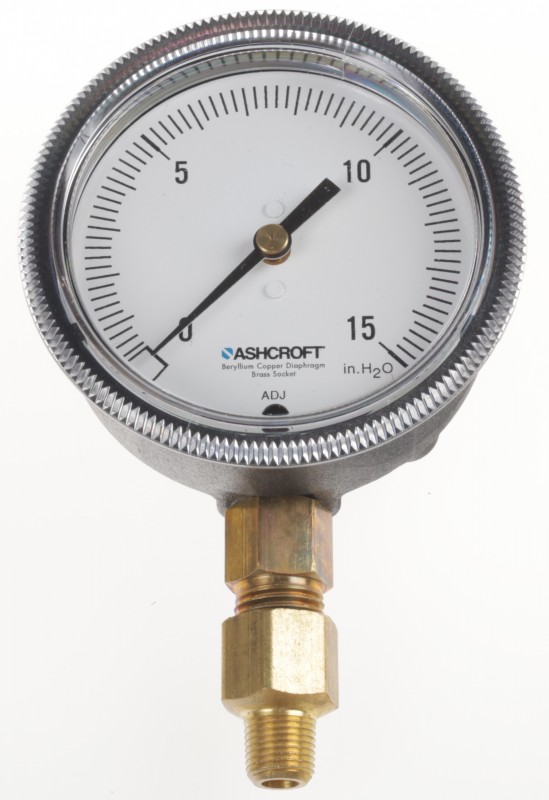 Pressure Gauge Ashcroft Low Pressure Test Gauge, for WC with 1/8" Male NPT Fitting