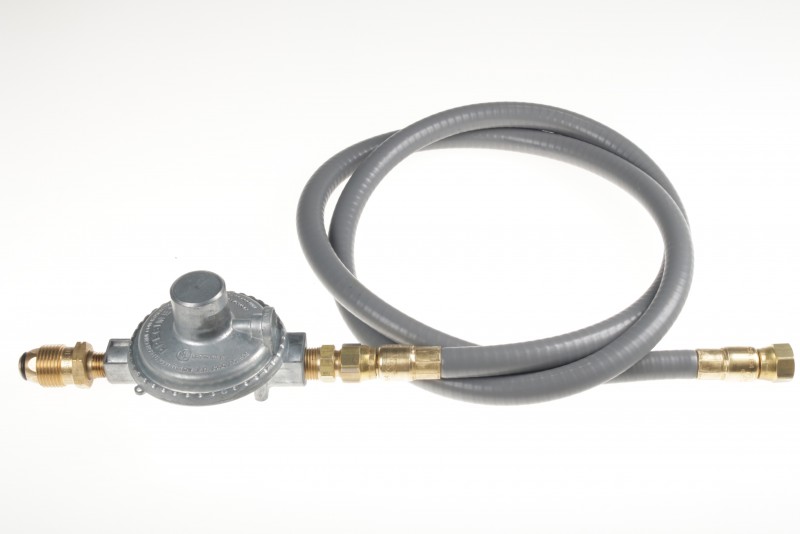 11" WC Low Pressure PRESET propane regulator Assembly with a POL tank fitting and a 3/8" ID UL approved hose 