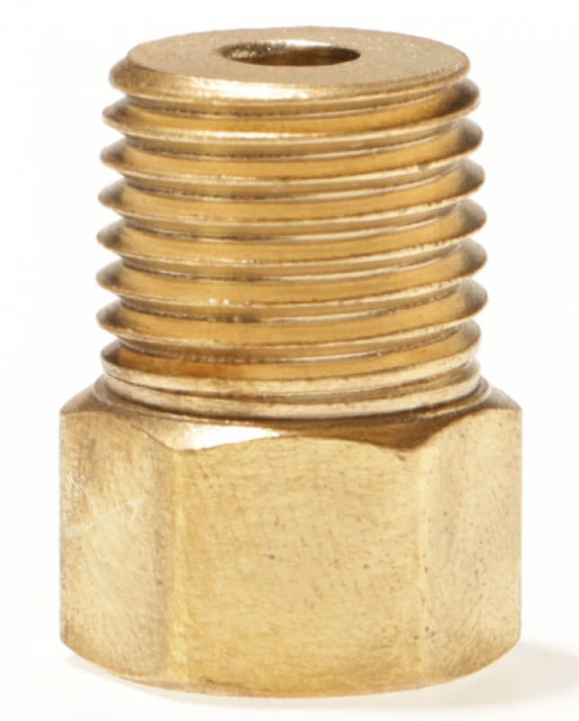 1/4 Brass Adapter (Safety Flow), 1/4 Male NPT Adapter x 1/4 Female Inverted Flare 