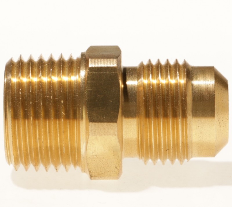 Brass Adapter, Male SAE Gas Flare x Male NPT 