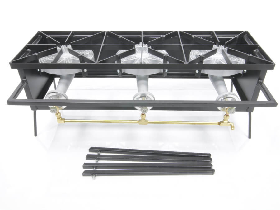 Triple Burner Cooker Stand with 10 inch Diameter Burners